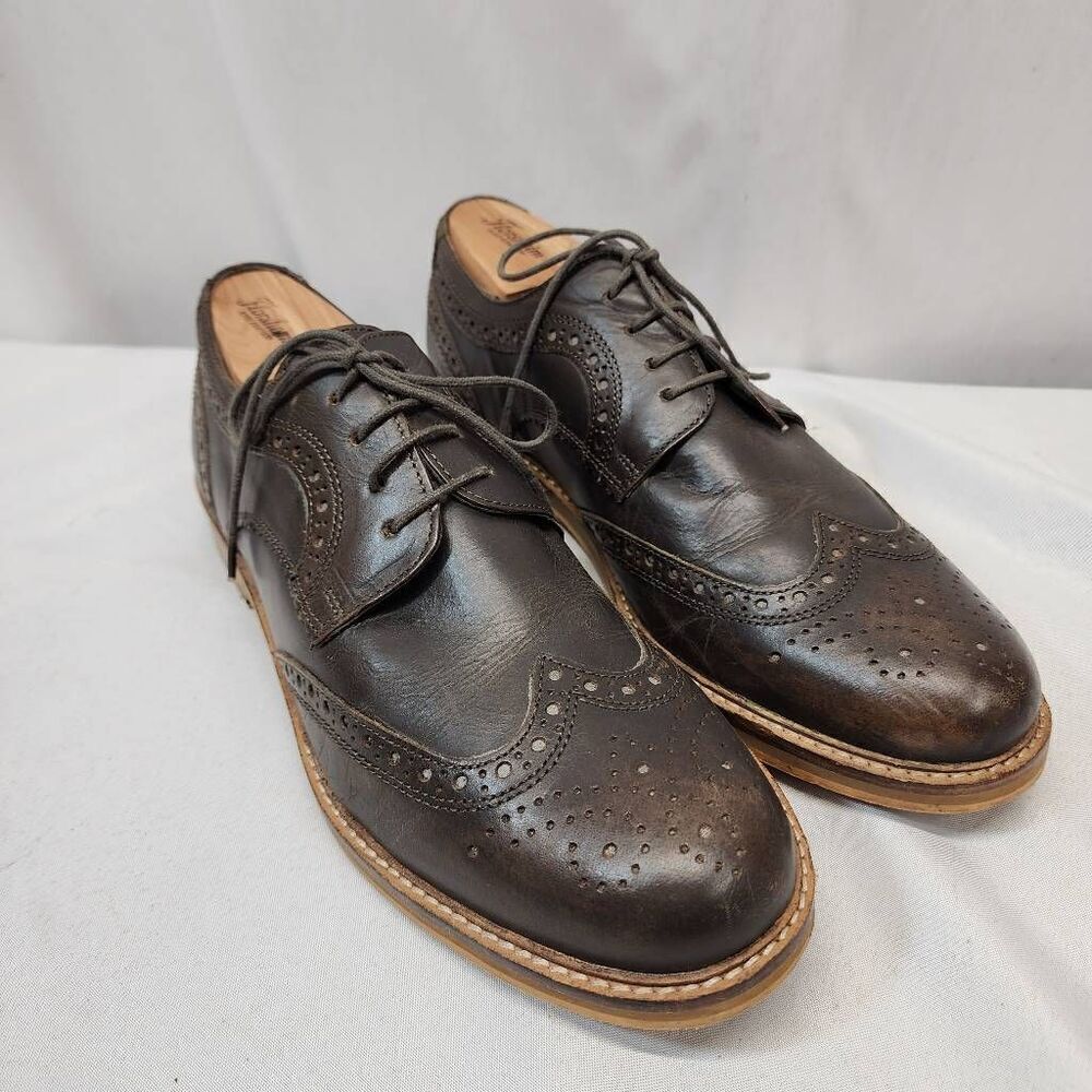 Red Tape Mens 10 Brown Leather Stitch Down Oxford Dress Shoes, Business Professi